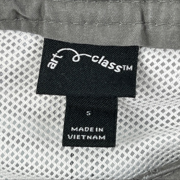 Art Class Swim Trunks Boys Small Gray Blue Striped Pocket Zipper - Picture 2 of 8